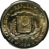 DOMINICAN REPUBLIC PROOF 1984 25 Centavos NGC PF64 CAMEO Mirabal Sisters KM#61.1