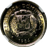 DOMINICAN REPUBLIC 1984 MO 10 Centavos NGC MS64 Juan Pablo Duarte KM# 60