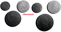 Denmark LOT OF 3 COINS Zinc WWII 1942-1944  5, 2 ,1 Ore  KM# 834a KM#832 KM#833a