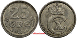 Denmark Christian X 1920 HCN; GJ 25 Ore FIRST DATE TYPE AU-Unc KM# 815.2a