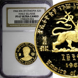 Ethiopia Proof Gold 1966 20 Dollars Mint-50,000 NGC PF67 ULTRA CAMEO KM# 39 (4)