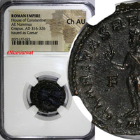 Roman Empire CRISPUS as CAESAR AD 316-326 NUMMUS/ Sun-God Sol NGC Ch AU (022)