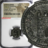 Roman Empire Silvered CRISPUS as CAESAR AD 316-326 NUMMUS CAMP GATE NGC AU (040)