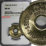 Fiji Elizabeth II 1968 1 Penny Last Year Type NGC MS66 TOP GRADED KM# 21 (005)