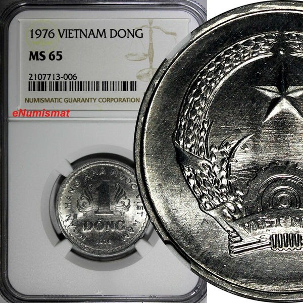 Viet Nam SOCIALIST REPUBLIC Aluminum 1976 1 Dong NGC MS65 1 YEAR TYPE KM#14 (06)