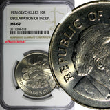 Seychelles 1976 10 Rupees Independence NGC  MS67 GEM BU TOP GRADED KM# 28 (013)