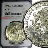 Mexico ESTADOS UNIDOS MEXICANOS Silver 1978 Mo 100 Pesos NGC MS66 KM# 483.2 (3)