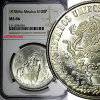 Mexico ESTADOS UNIDOS MEXICANOS Silver 1978 Mo 100 Pesos NGC MS66 KM# 483.2 (4)