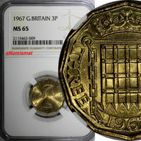 Great Britain Elizabeth II Nickel-Brass 1967 3 Pence NGC MS65 KM# 900 (009)