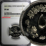 Sudan PROOF AH1390//1970 5 Ghirsh NGC PF66 TOP GRADED BY NGC KM# 44 (013)