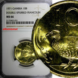 Gambia Nickel-Brass 1971 10 Bututs NGC MS66 TOP GRADED BY NGC KM# 10 (031)