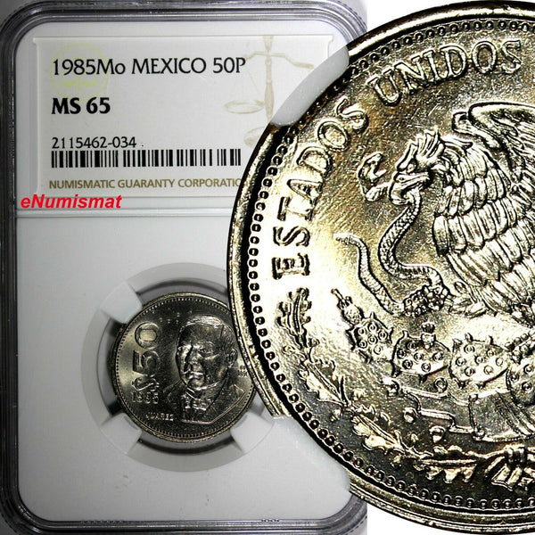 Mexico ESTADOS UNIDOS MEXICANOS 1985 Mo Pesos NGC MS65 TOP GRADED KM# 495 (034)