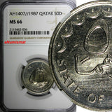QATAR Khalifah  AH1407//1987 50 Dirhams NGC MS66 TOP GRADED KM# 5 (036)