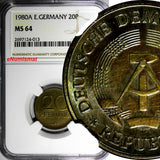 German-Democratic DDR 1980-A 20 Pfennig NGC MS64 TOP GRADED COIN KM# 11 (013)