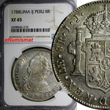 PERU  CARLOS III (1759-1788) Silver 1788 LIMA -IJ 8 Reales NGC XF45 KM# 78a(210)