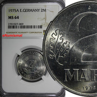 German-Democratic Republic Aluminum 1975-A 2 Mark NGC MS64 TOP GRADED KM#48(069)