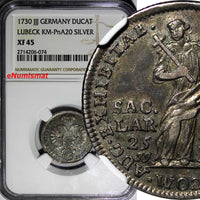 Germany LÜBECK Silver 1730 JJJ Ducat NGC XF45 TOP GRADED BY NGC  KM-PnA20 (074)