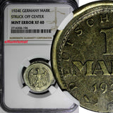 Germany - Weimar  Silver 1924-E 1 Mark NGC MINT ERROR XF40 SCARCE KM# 42 (196)