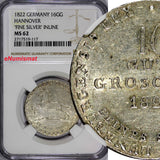 Germany HANNOVER Silver 1822 16 Gute Groschen NGC MS62 RARE TOP GRADED KM#137(7)