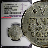 German States SAYN-ALTENKIRCHEN 1757 1/6 Thaler NGC AU DETAILS RARE KM# 59 (129)