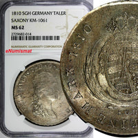 Germany SAXONY Friedrich August I 1810 SGH Thaler NGC MS62 TOP GRADED KM#1061(4)