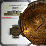 Germany - Empire Wilhelm I 1877 A 2 Pfennig NGC MS63 BN TOP GRADED KM# 2 (111)