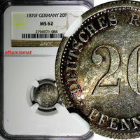 Germany - Empire Wilhelm I Silver 1876 F 20 Pfennig NGC MS62 KM# 5 (084)