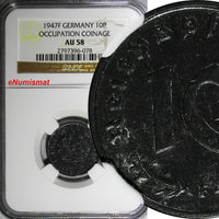 Germany Third Reich 1947 F 10 Reichspfennig NGC AU58 KM# A104 Occupation (078)