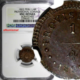 PERU Provisional coinage 1822 1/4 Real One Year Type NGC UNC DETAILS KM#135(119)