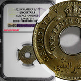 British West Africa George V 1932 1/10 Penny NGC UNC DETAILS KM# 7 (014)