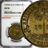 British West Africa George VI 1939 KN 2 Shillings NGC AU58 BETTER DATE KM# 24(5)
