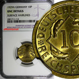 Germany Weimar Republic 1929 A 10 Reichspfennig NGC UNC DETAILS KM# 40 (114)