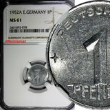 German-Democratic Republic (DDR) 1952 A 1 Pfennig NGC MS61 KM# 5 (078)
