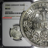 Germany - Empire Wilhelm II Silver 1904 D 1 Mark NGC MS62 Munich Mint KM# 14/005