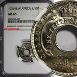 British West Africa George V Copper-Nickel 1926 1/10 Penny NGC MS65 BU KM# 7 (6)