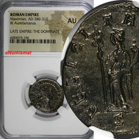 Roman Maximian,AD 286-310 BI Aurelianianus/Pax standing left  NGC AU SCARCE (96)