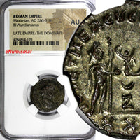 Roman Maximian,AD286-310 BI Silvered Aurelianianus/Victory From Jupiter NGC AU/8