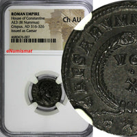 Roman House Constantine Silvered Nummus Crispus AD 316-326 /VOT X NGC Ch AU (07)