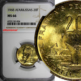 French Colonies Afars & Issas 1968 20 Francs NGC MS66 TOP GRADED KM# 15 (004)