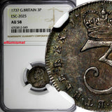 Great Britain George II Silver 1737 3 Pence Maundy NGC AU58  KM# 569 (049)