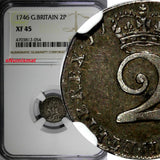 Great Britain George II Silver 1746 2 Pence Maundy NGC XF45 KM# 568 (054)