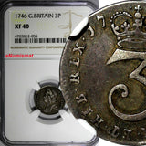 Great Britain George II Silver 1746 3 Pence Maundy NGC XF40 KM# 569 (055)