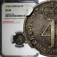 Great Britain George II Silver 1746 4 Pence Maundy NGC XF40 KM# 570 (056)