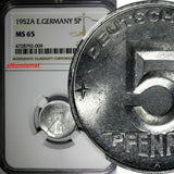 German-Democratic Republic (DDR) Aluminum 1952 A 5 Pfennig NGC MS65 KM# 6