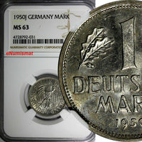 Germany-Federal Republic 1950 J 1 Mark NGC MS63 BETTER DATE 1st TYPE KM#110(031)