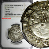 BOHEMIA Johann von Luxemburg (1310-46) Prague Groschen NGC XF40  Donebauer-817