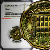 Great Britain Elizabeth II Nickel-Brass PROOF 1953 3 Pence NGC PF64 KM# 886
