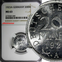 Germany, Weimar Republic 1923 A 200 Mark NGC MS63 23 mm KM# 35 (009)