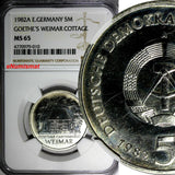 Germany-Democratic Rep.1982 A 5 Mark Goethe's Weimar Cottage NGC MS65 KM#85(010)