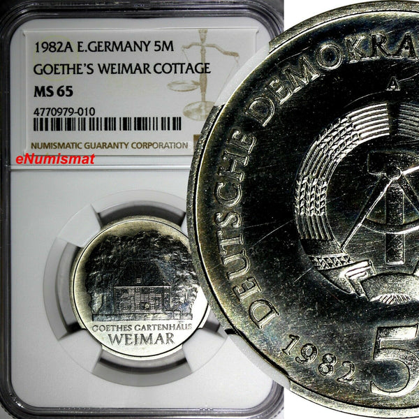 Germany-Democratic Rep.1982 A 5 Mark Goethe's Weimar Cottage NGC MS65 KM#85(010)